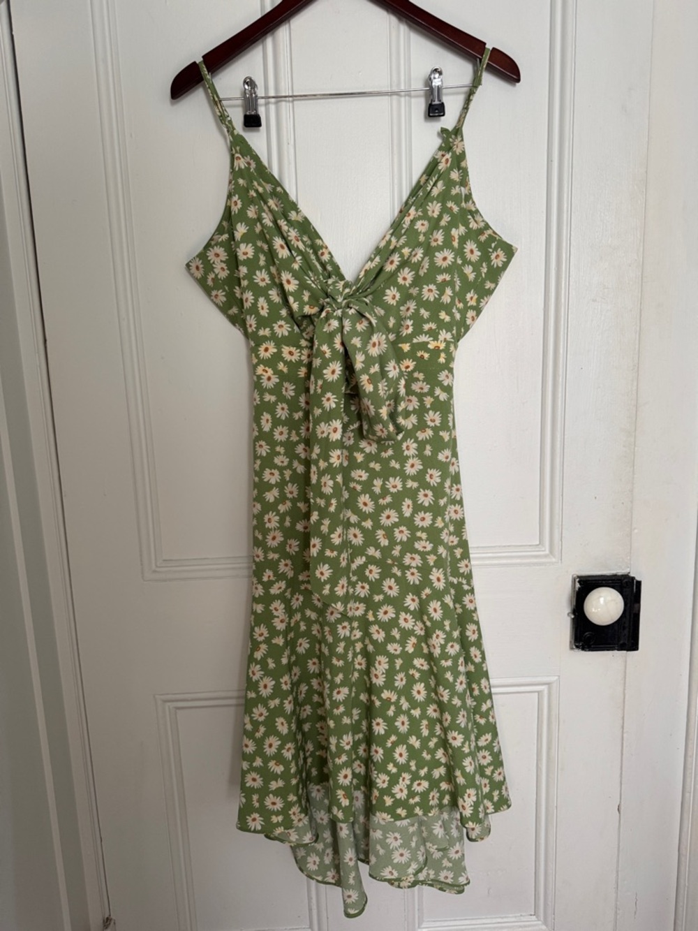 Whyte Valentyne Green Daisy Print Tie-Front Dress